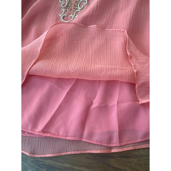 Bob Mackie Studio Coral Beaded Silk Blouse Size 16 Long Sleeve Top NWT - Picture 6 of 6